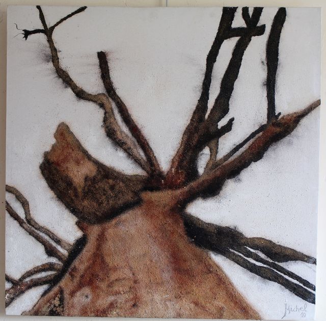 Sans titre - Technique mixte (acrylique, sable noir de l'Etna, pigments) - 80 x 80 - 2010