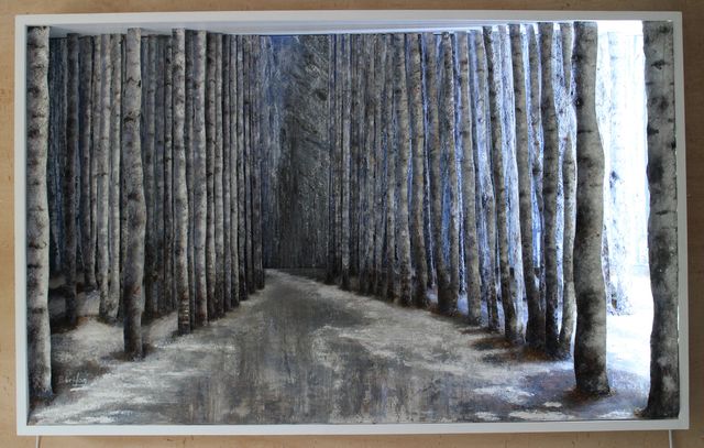 Sans titre - Travail co-réalisé avec Eric Béridon - Technique mixte (acrylique, pigments et LEDs) - 87,5 x 140 x  12 - 2018