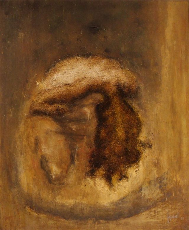 Femme au bain - Technique mixte (acrylique, pigments) - 60 x 50 - 2016