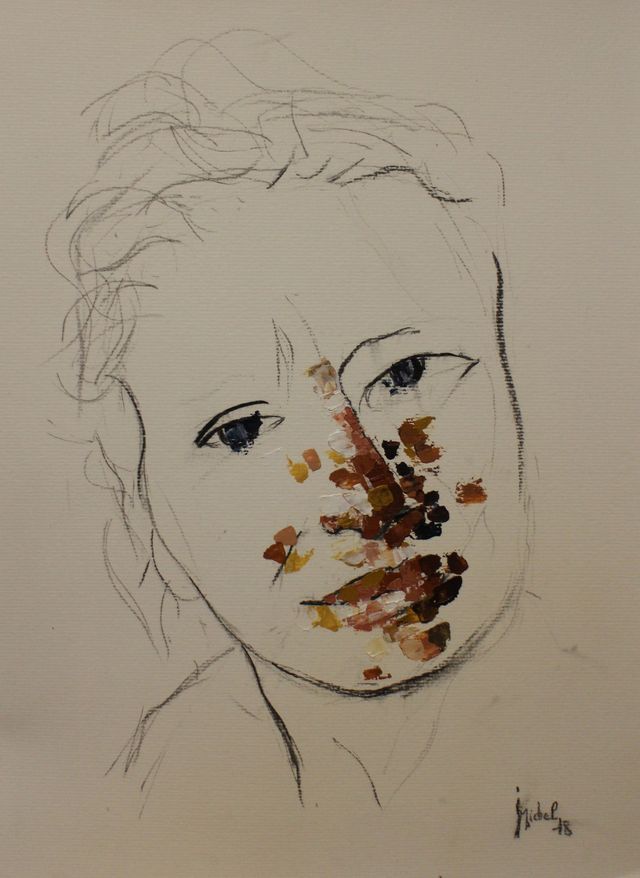 Autoportrait 1 - Technique mixte (acrylique sur papier) - 40,5 X 29 - 2018