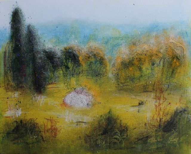 Provence 1 - Technique mixte (acrylique, fusain,  pigments sur carton entoilé) - 33 x 41 - 2018